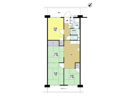 東カンマンション(4DK/9階)の間取り写真