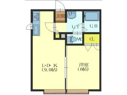エクセレントハウスII(1LDK/1階)の間取り写真