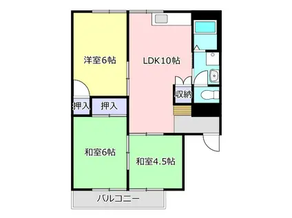 北島ハイツ(3LDK/2階)の間取り写真