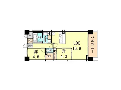 スプランディッドXI(2LDK/11階)の間取り写真