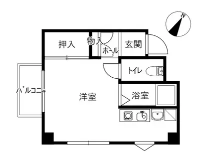 フレンドハイツ二木(ワンルーム/3階)の間取り写真