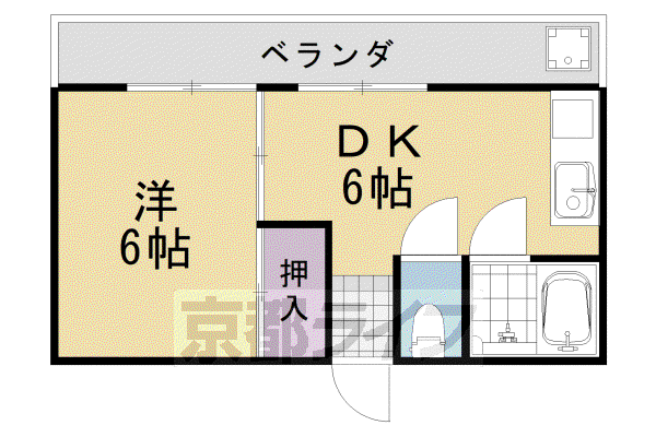 ハウスハクラクII(1DK/2階)の間取り写真