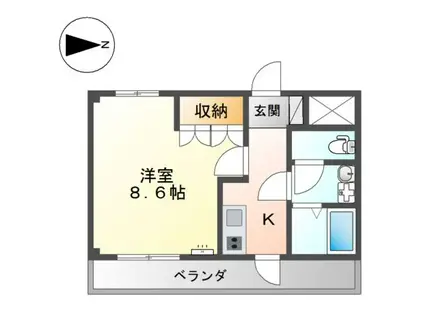 ビィ プラスペラス(1K/1階)の間取り写真