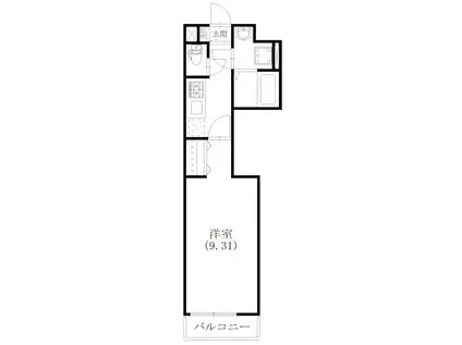 エスコルト(1K/2階)の間取り写真