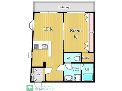 コオポスアペアII(1LDK/2階)の間取り写真