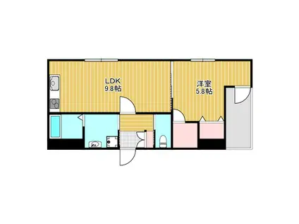 フジパレス蛍池南町II番館(1LDK/2階)の間取り写真