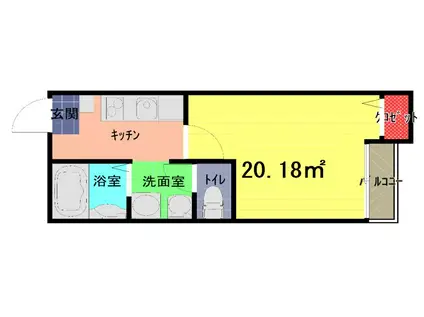 LAPIS東大宮(1K/2階)の間取り写真