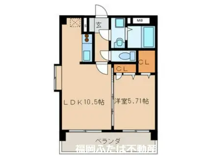 グリーンヒルズ観世(1LDK/2階)の間取り写真