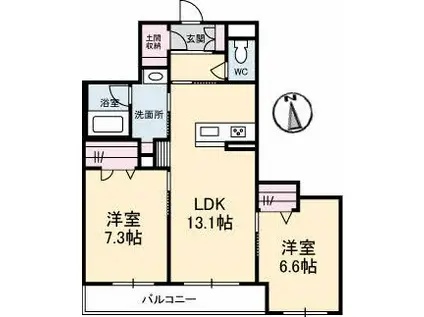 メゾンドマーニ東6丁目(2LDK/3階)の間取り写真
