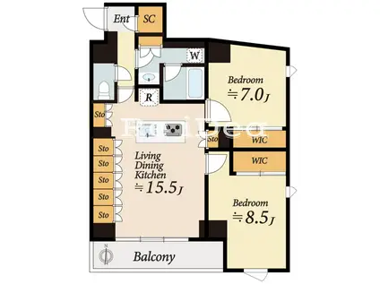 ザ・パークハビオ新高円寺(2LDK/5階)の間取り写真