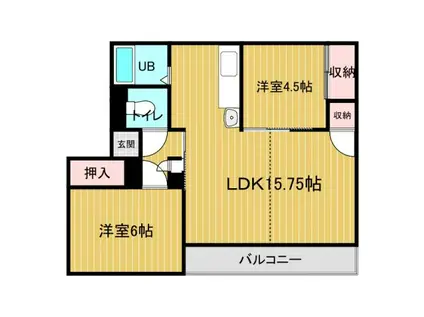 ヴィラナリー釧路III 1号棟(2LDK/2階)の間取り写真