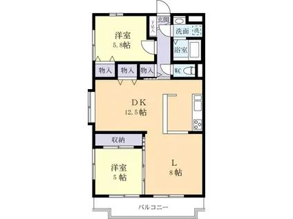 アルフォート梅園(2LDK/1階)の間取り写真