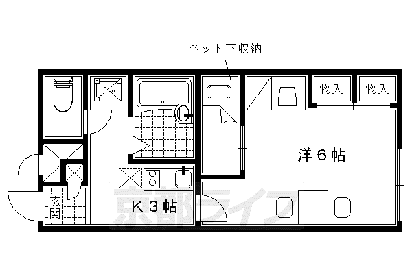 レオパレス ブラッサム木津(1K/1階)の間取り写真