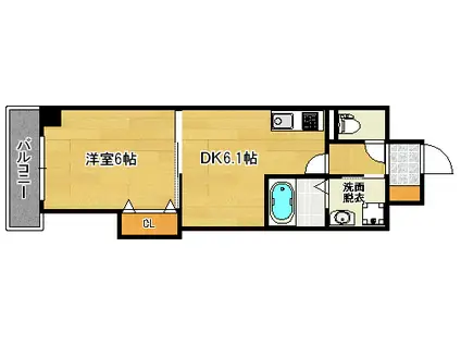 ザ・スクエア・スイートレジデンス(1DK/6階)の間取り写真