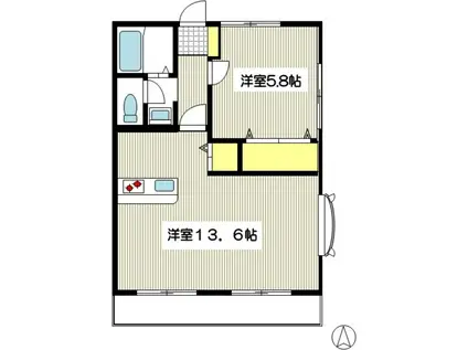 ソレイユC(1LDK/1階)の間取り写真