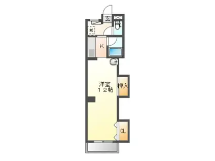 ロイヤルマンション上小出(ワンルーム/2階)の間取り写真