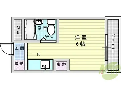 ラフォーレ千里(ワンルーム/3階)の間取り写真
