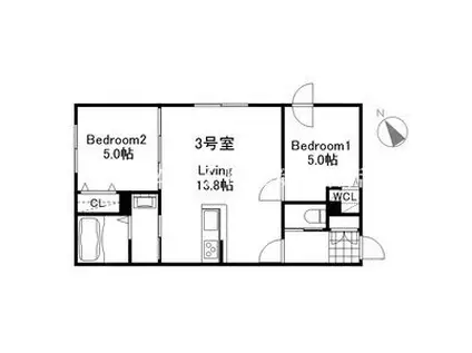 プレスタ北39西5MS(2LDK/4階)の間取り写真