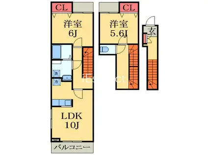 キンダーテラッセ1(2LDK/2階)の間取り写真