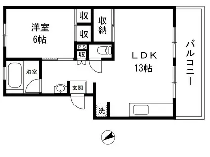 サンライズ武庫川(1LDK/1階)の間取り写真