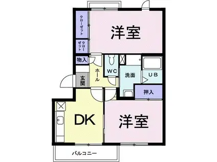 おゆみ野ドリームハイツ(2DK/2階)の間取り写真