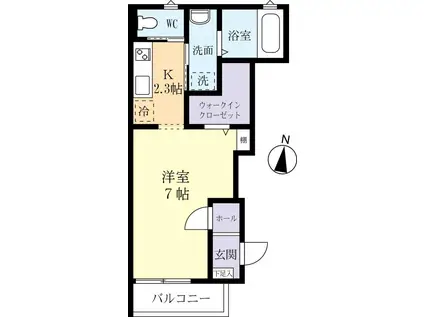 ソアヴィータ(ワンルーム/1階)の間取り写真