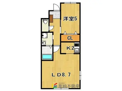 ブルースカイ唐船(1LDK/2階)の間取り写真