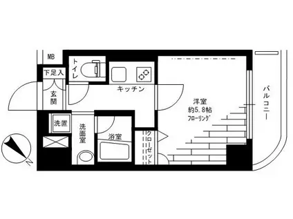 グリフィン新横浜・七番館(1K/11階)の間取り写真