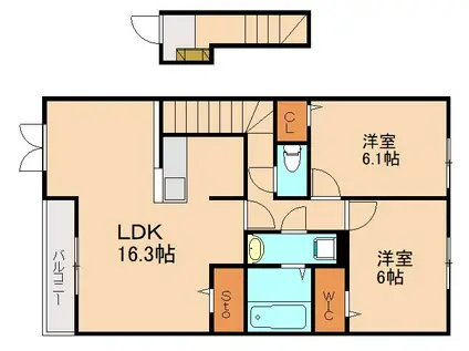 アン ボロンテ(2LDK/2階)の間取り写真