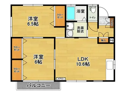 パルミラヒルズ(2LDK/1階)の間取り写真