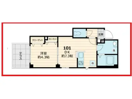 ズーストリート池之端(1DK/1階)の間取り写真