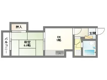 スコーレ赤坂(1DK/2階)の間取り写真