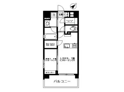ベルジェント横濱桜木町グランヴィスタ(1LDK/9階)の間取り写真