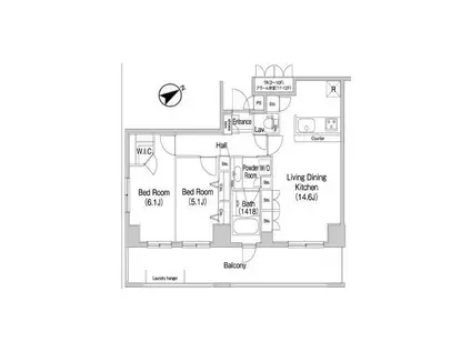 コンフォリア田町(2LDK/6階)の間取り写真