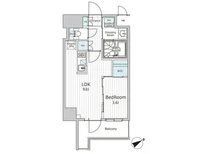 ビエラコート日本橋久松町(1LDK/5階)の間取り写真