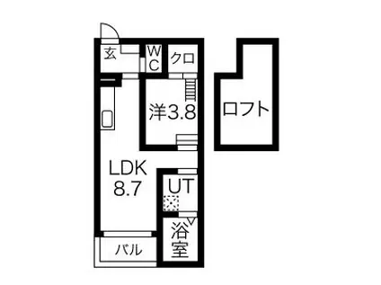 PRESTIGE(1LDK/1階)の間取り写真