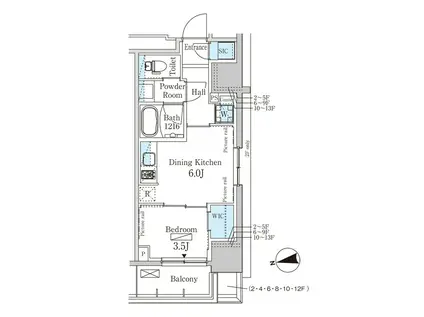 パークアクシス赤塚(1DK/10階)の間取り写真