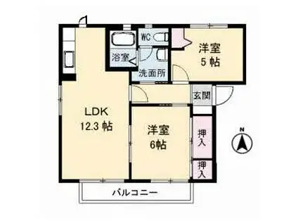 シャーメゾン ドラジェA・B・C・D(2LDK/2階)の間取り写真