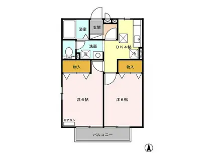 ラ・グラシューズI(2K/1階)の間取り写真