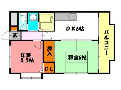 フローラルハイツ・ダイキ(2DK/3階)の間取り写真