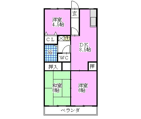 モントレー西船(3DK/2階)の間取り写真