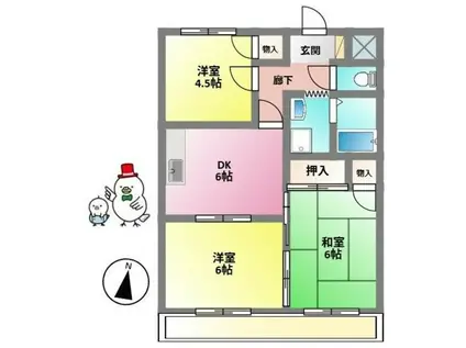 ダイヤマンション(3DK/2階)の間取り写真