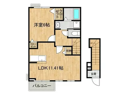 ボナールAOKI A(1LDK/2階)の間取り写真