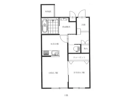 LARBRE BLANC(1LDK/2階)の間取り写真