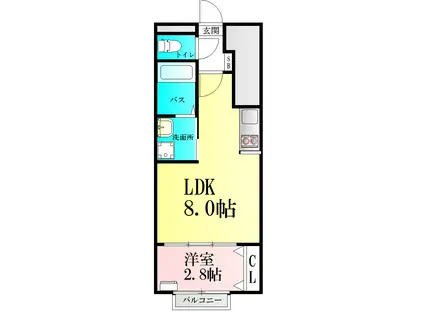 プレミアムホワイト(1LDK/1階)の間取り写真