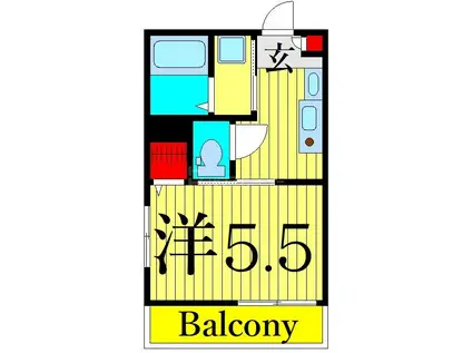 MELDIA堀切菖蒲園III(1K/2階)の間取り写真