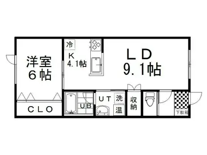 GRAND LINE(1LDK/2階)の間取り写真