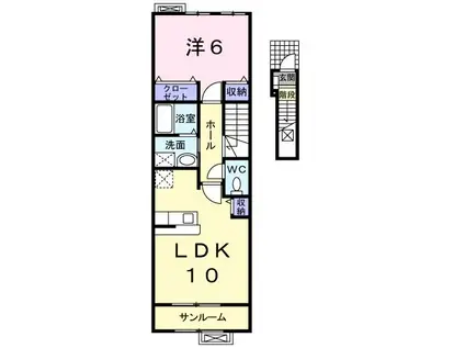 テールフェルティル(1LDK/2階)の間取り写真