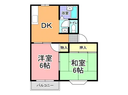 ビオラハイツ A棟(2DK/1階)の間取り写真