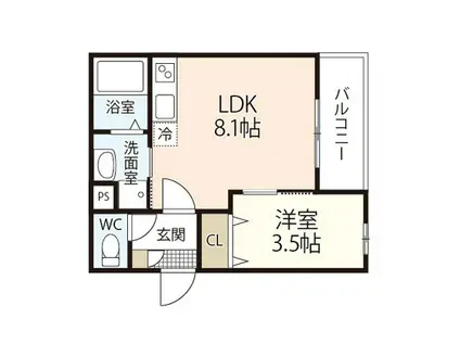 トリニティII(1LDK/1階)の間取り写真